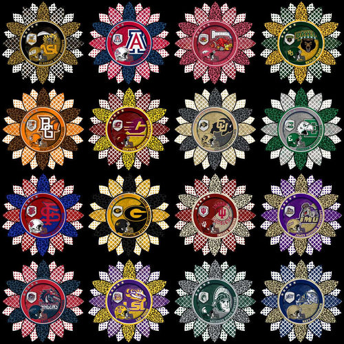 128 College NCAA School Helmet Mascot Sunflower Logos PNG Designs Bundle