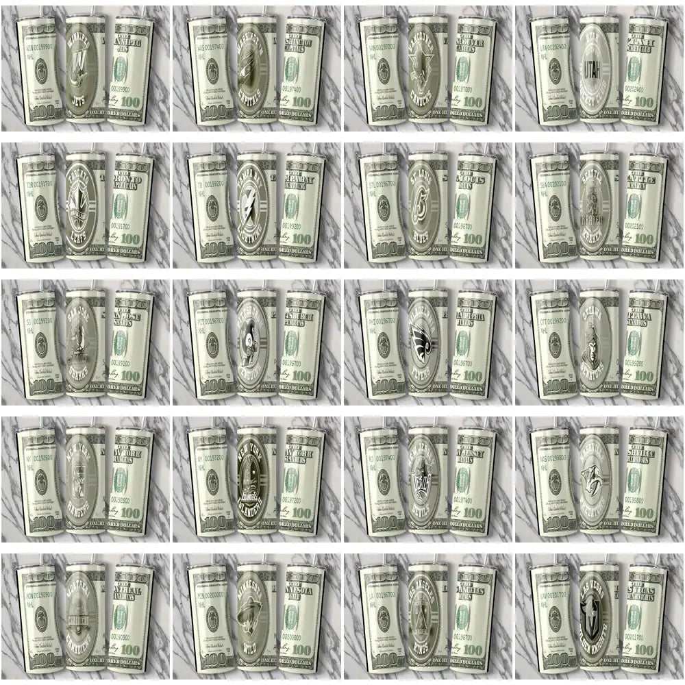 Print-ready NHL team designs on $100 bill templates for DTF/DTG and embroidery projects