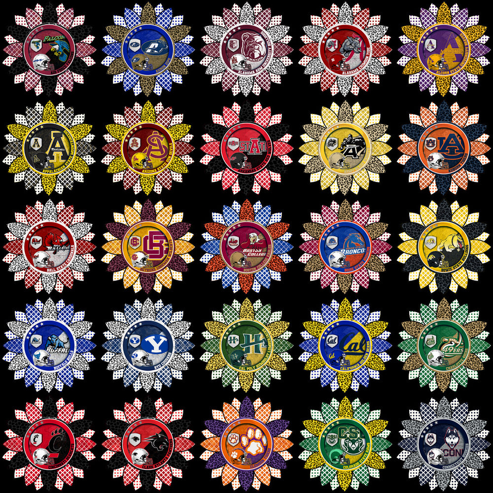 128 College NCAA School Helmet Mascot Sunflower Logos PNG Designs Bundle