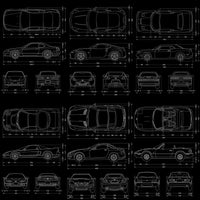 Load image into Gallery viewer, 12 Cars Blueprints Designs Bundle PNG
