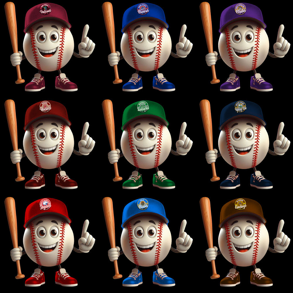 126 College NCAA Baseball PNG Designs Bundle