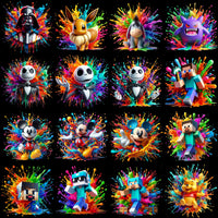 Load image into Gallery viewer, 60 Cartoons Color Drip Designs Bundle PNG
