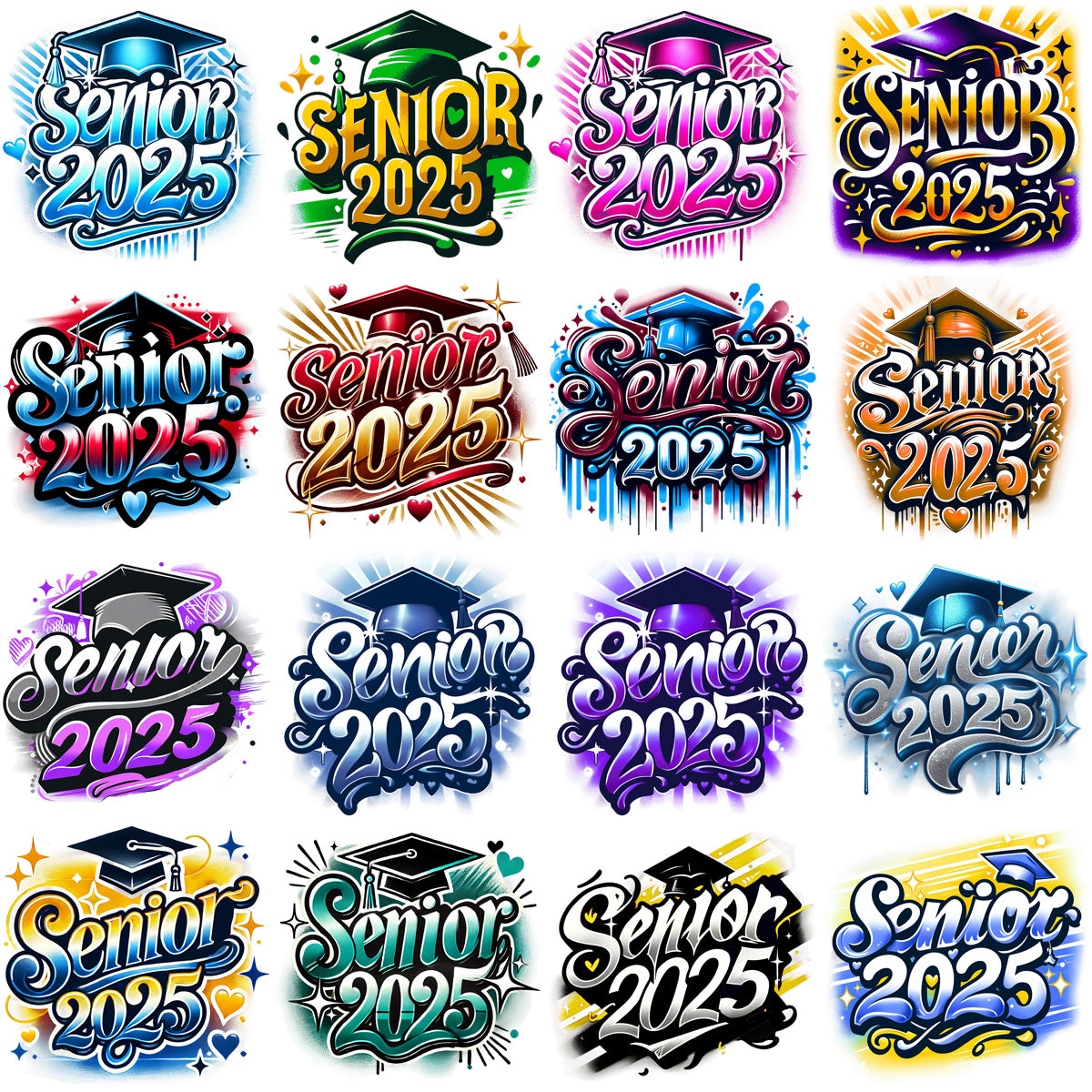 200 Senior Class 2025 Graduation Designs Bundle PNG