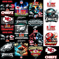 Load image into Gallery viewer, 15 Super Bowl 2025 Football Champions Halftone Designs Bundle PNG
