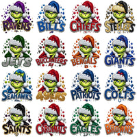 Load image into Gallery viewer, 32 Christmas Grinch V2 Glitter Football Teams Designs Bundle PNG
