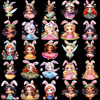Load image into Gallery viewer, 90 Cartoon Princess Easter Day Designs Bundle PNG
