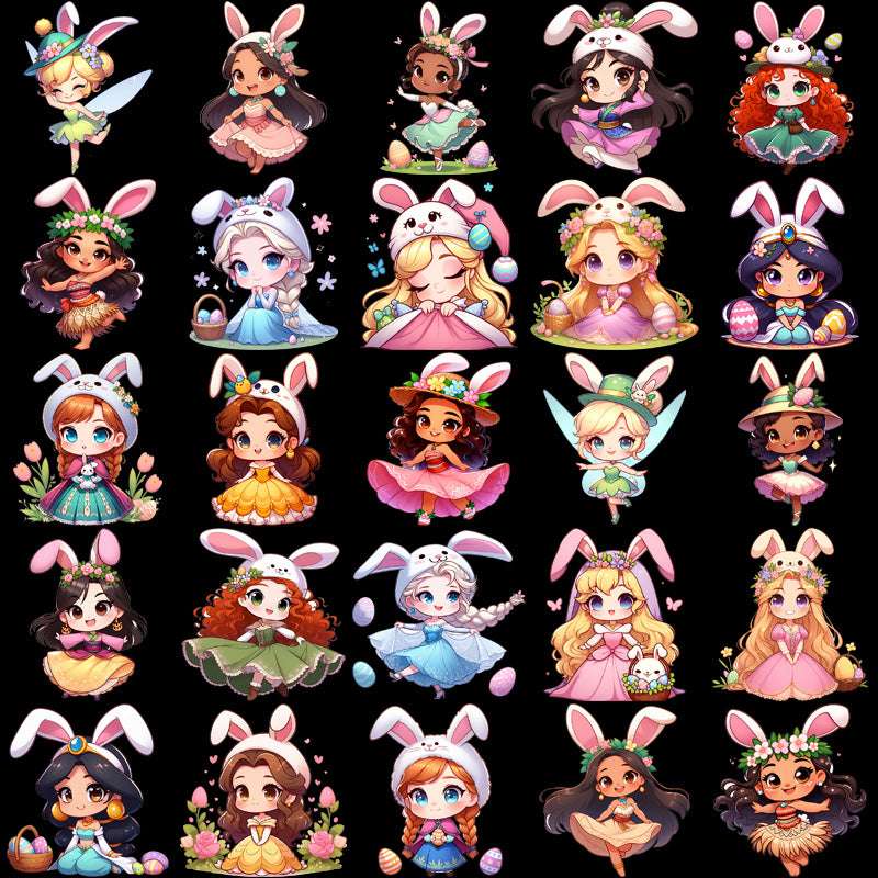 90 Cartoon Princess Easter Day Designs Bundle PNG