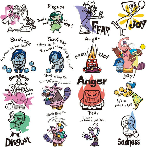 Emotion-themed cartoon designs for DTF/DTG, embroidery, and tumbler wraps with print-ready PNG, PES, SVG files.