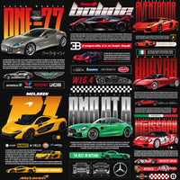 Load image into Gallery viewer, 9 Sport Cars Streetwear Black + White Designs Bundle PNG
