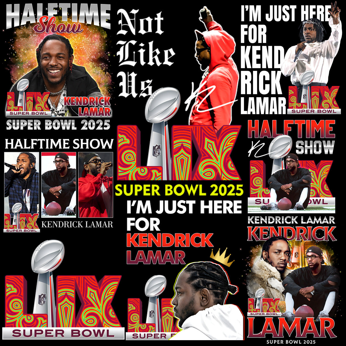 7 Super Bowl 2025 HALFTIME SHOW KENDRICK LAMAR Designs Bundle PNG