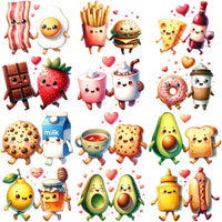 Load image into Gallery viewer, 20 Valentine Day Couple Food Love Designs Bundle Png
