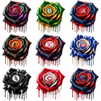 Load image into Gallery viewer, 30 Dripping Flower Baseball Teams Logo Designs Bundle PNG
