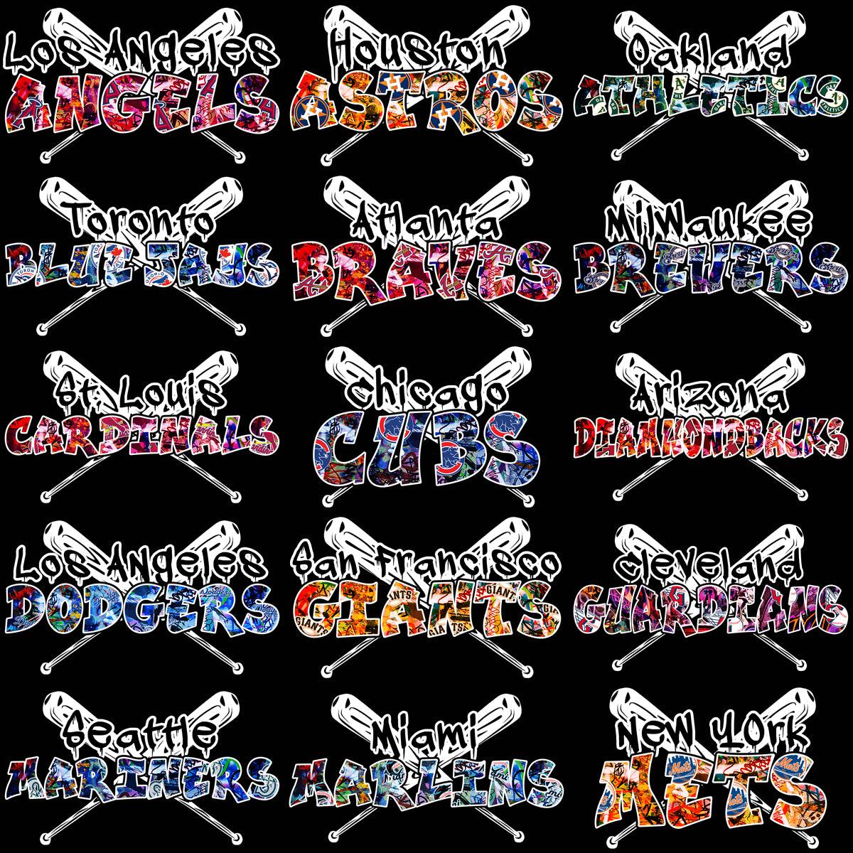 30 Baseball Teams Bat Designs Bundle PNG