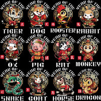 Load image into Gallery viewer, 12 Chinese Year Zodiac Signs Designs Bundle PNG
