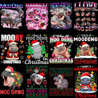 Load image into Gallery viewer, 30 MOO DENG Funny Hippo Designs Bundle PNG

