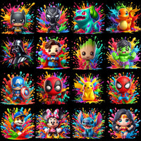 Load image into Gallery viewer, 60 Cartoons Color Drip Designs Bundle PNG
