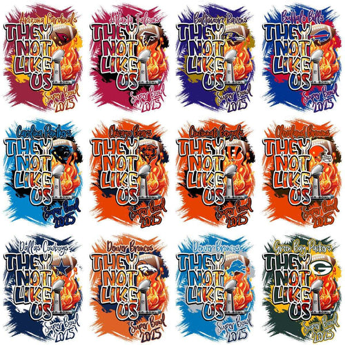 NFL Super Bowl 2015 'They Not Like Us' team designs for DTF, DTG, embroidery, tumbler wraps