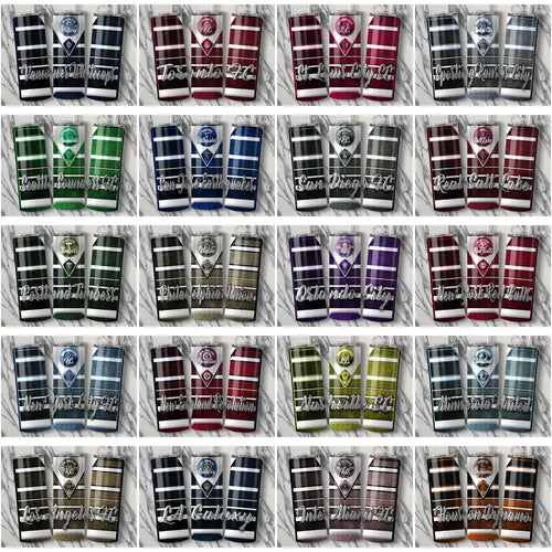 MLS soccer team tumbler wrap designs in vibrant stripes and logos for DTF/DTG printing