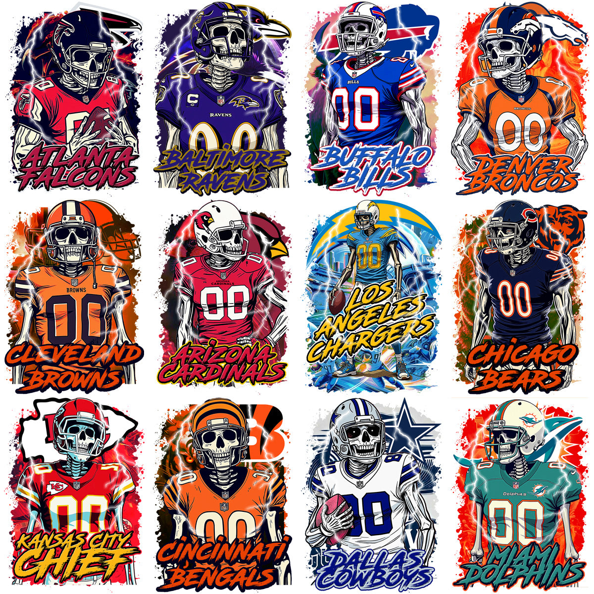 32 SKULL Player Helmets Football Teams Designs Bundle PNG + PSD