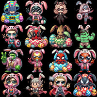 Load image into Gallery viewer, 120 Cartoon Super Heroes Easter Day Designs Bundle PNG
