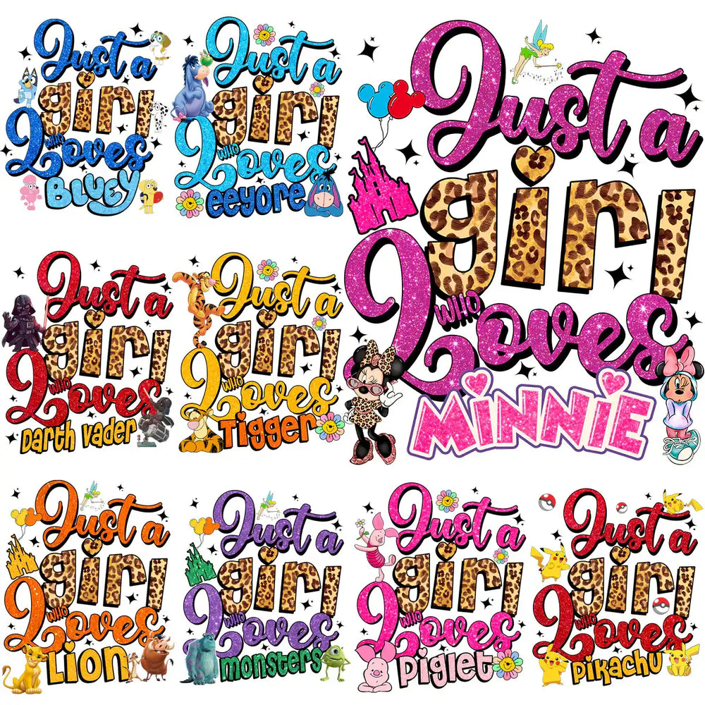 Just a girl who loves Disney, Pixar, and Pokémon characters with glitter and leopard print designs