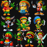 Load image into Gallery viewer, 20 Weed Cartoons Rasta Dope 420 Cannabis Marijuana Designs Bundle PNG
