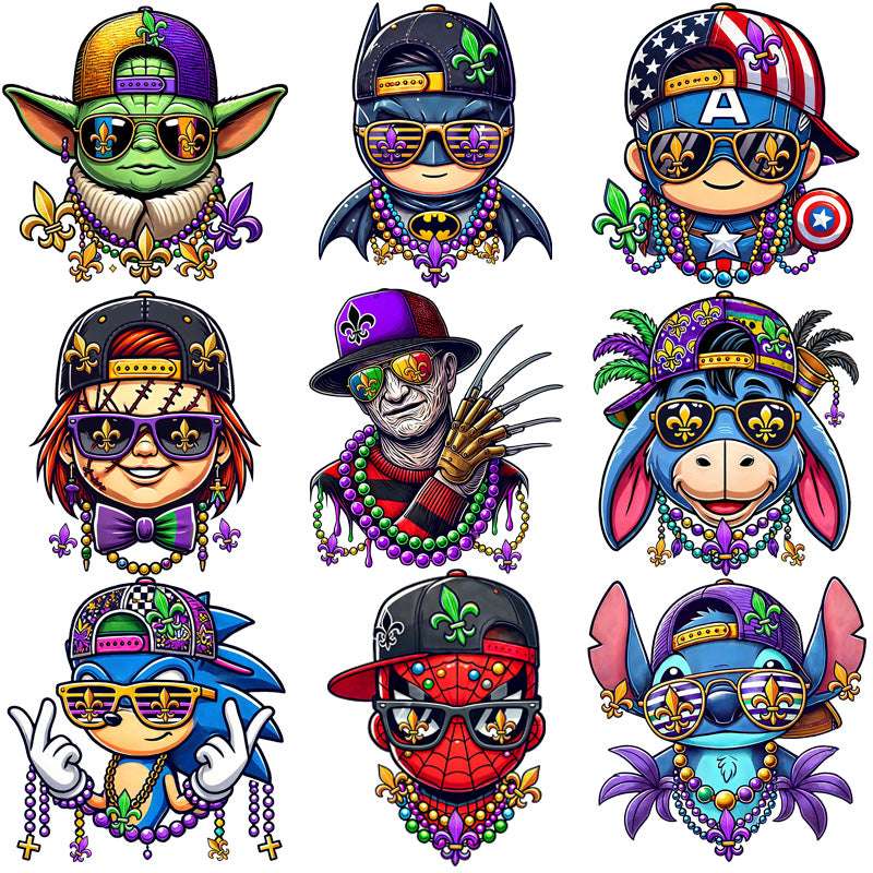 15 Cartoon Mardi Gras SWAG Designs Bundle PNG