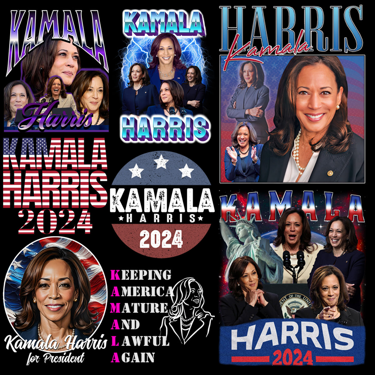 35 Kamala Harris President 2024 V1 Designs Bundle PNG