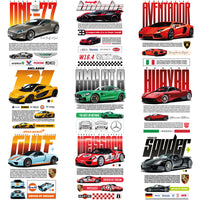 Load image into Gallery viewer, 9 Sport Cars Streetwear Black + White Designs Bundle PNG
