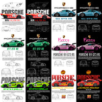 Load image into Gallery viewer, 20 Porsche Cars Streetwear Dual Colors Designs Bundle PNG
