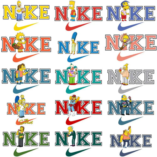 Simpsons characters with Nike logo designs for DTF/DTG and embroidery