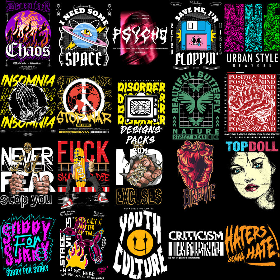 200 Streetwear Designs Bundle PNG + SVG