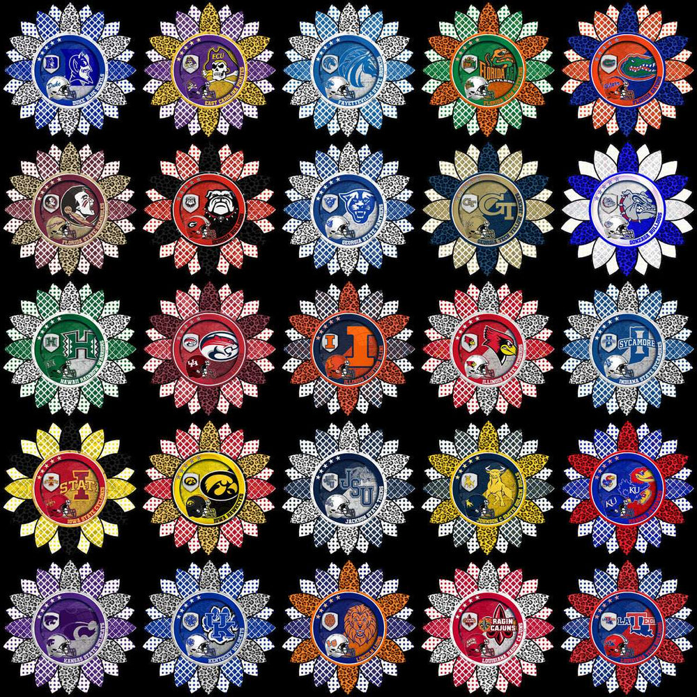 128 College NCAA School Helmet Mascot Sunflower Logos PNG Designs Bundle