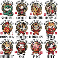 Load image into Gallery viewer, 12 Chinese Year Zodiac Signs Designs Bundle PNG
