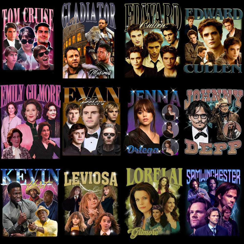 64 Popular Movies Series Artists Bootleg Designs Bundle PNG