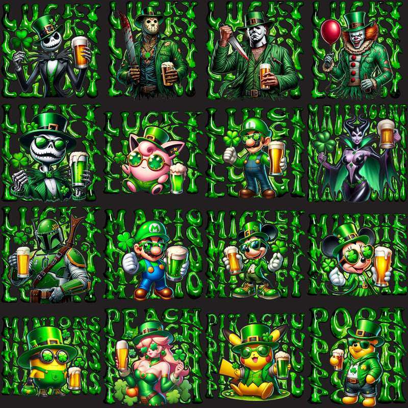 35 Luck Drink St. Patrick’s Day Cartoons Designs Bundle PNG