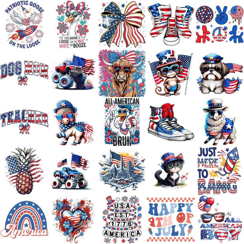 200 4th of July Patriotic USA Festive Designs Bundle PNG