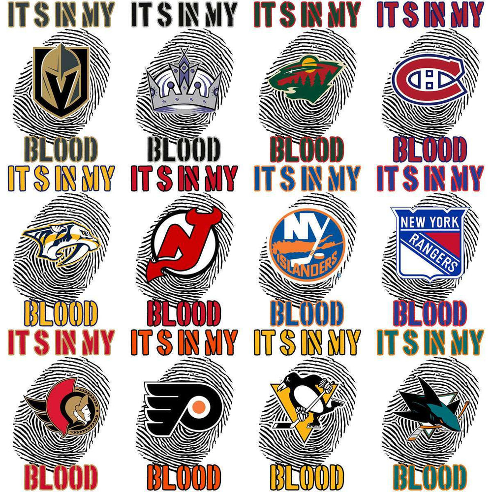 32 Ice Hockey Teams In My Blood DNA Designs Bundle PNG