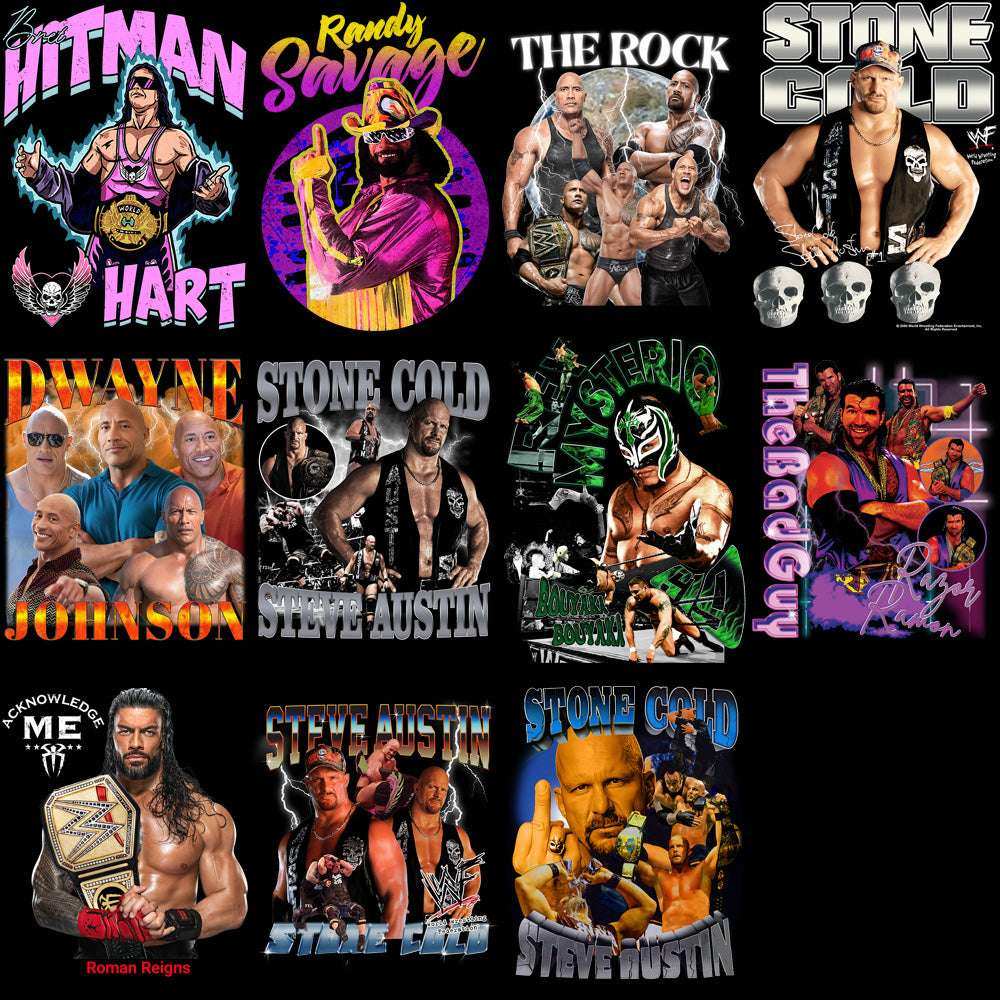 40 Wrestling Combat Pack Bootleg Designs Bundle PNG