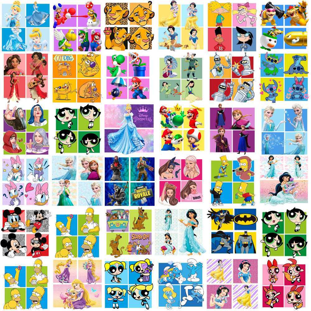 130 Ultimate Square Cartoons Kids Classics Designs Bundle PNG