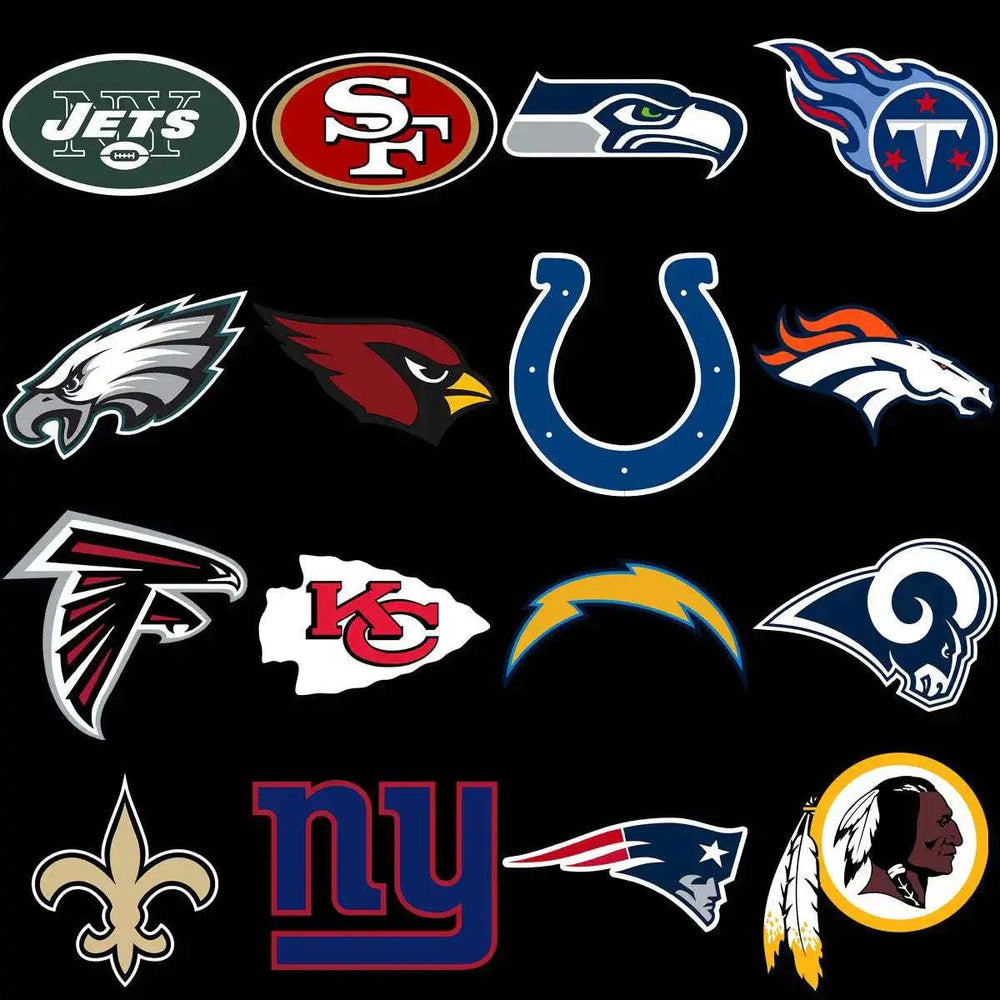NFL team logos collection for DTF/DTG and embroidery designs, print-ready PNG, SVG, PES files