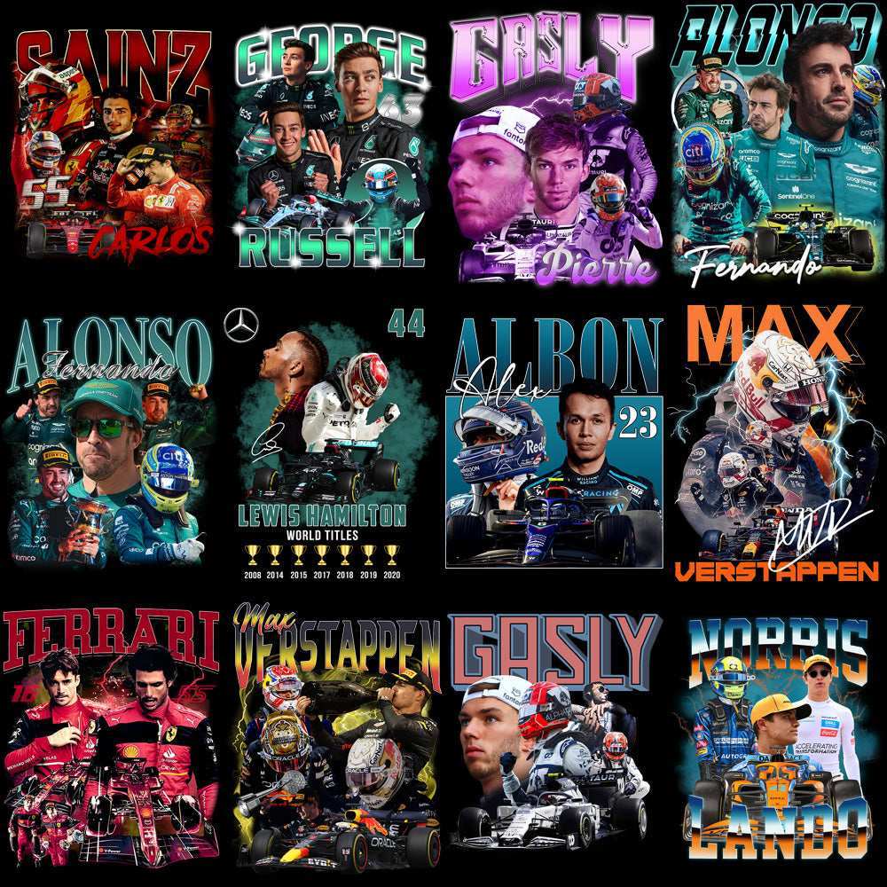 38 Racing Best F1 Drivers Formula Bootlegs Designs Bundle PNG