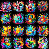 Load image into Gallery viewer, 99 Cartoon Popculture Color Drip Designs Bundle PNG
