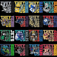 Load image into Gallery viewer, NFL team designs with 'They Not Like Us' text for DTF/DTG and embroidery projects
