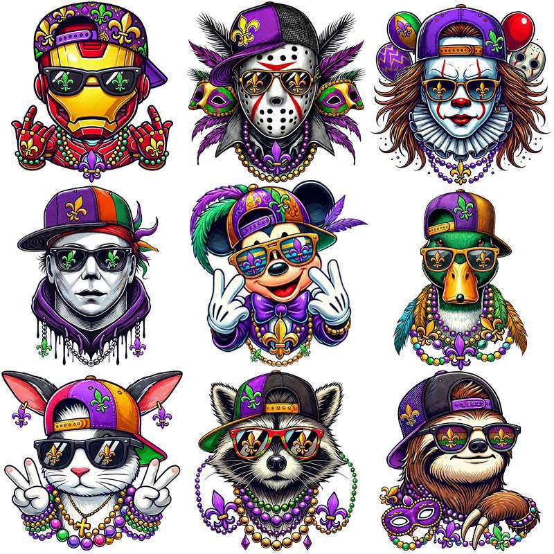 15 Cartoon Mardi Gras SWAG Designs Bundle PNG