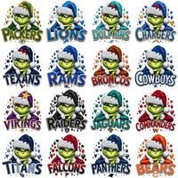 Load image into Gallery viewer, 32 Christmas Grinch V2 Glitter Football Teams Designs Bundle PNG
