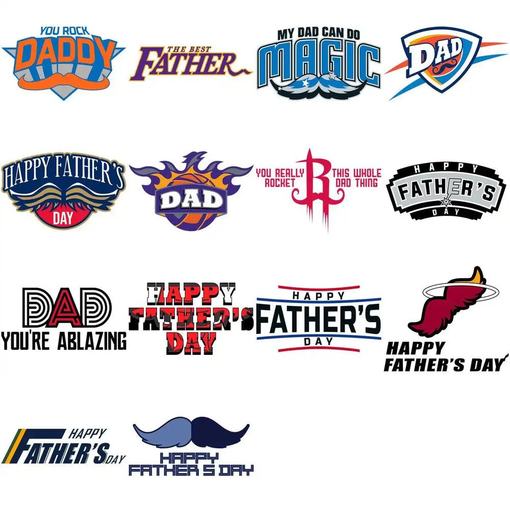 Father's Day SVG designs with mustaches, flames, and sports themes for DTF, DTG, embroidery
