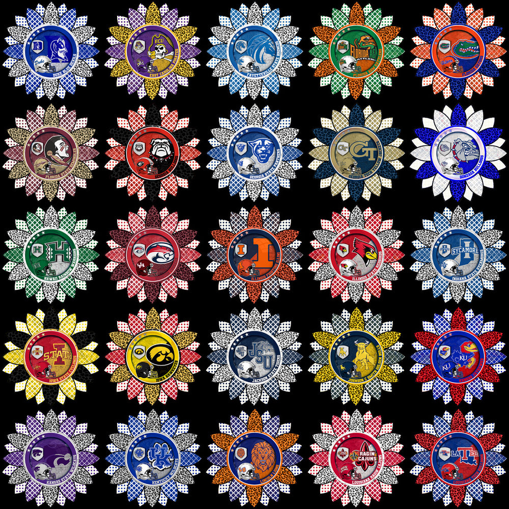 128 College NCAA School Helmet Mascot Sunflower Logos PNG Designs Bundle