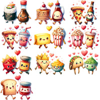 Load image into Gallery viewer, 20 Valentine Day Couple Food Love Designs Bundle Png
