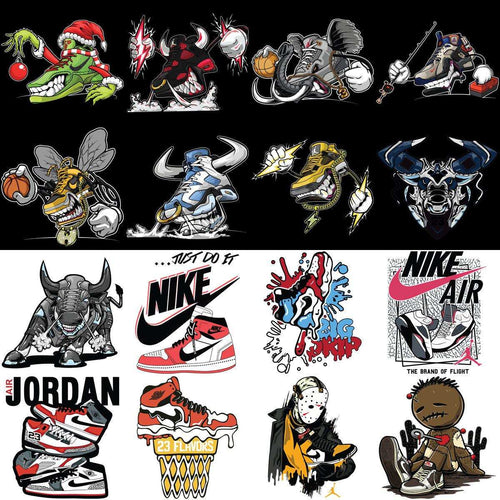 Sneaker-themed graphic designs with bold, edgy art for DTF/DTG and embroidery projects